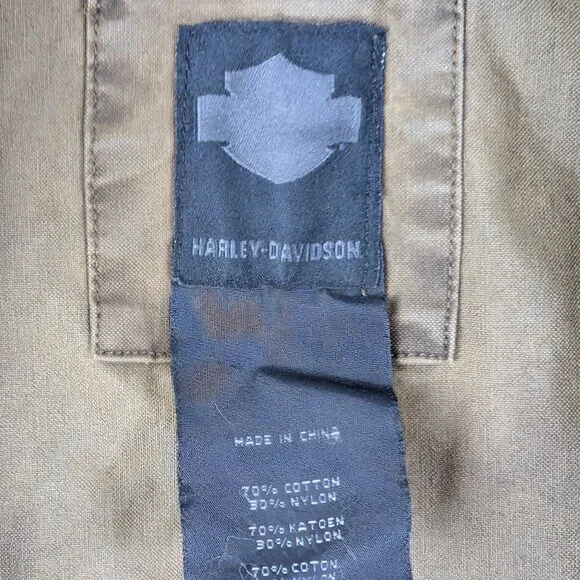 Harley Davidson Men's XL Patch Cargo Casual Jacket Dark Olive